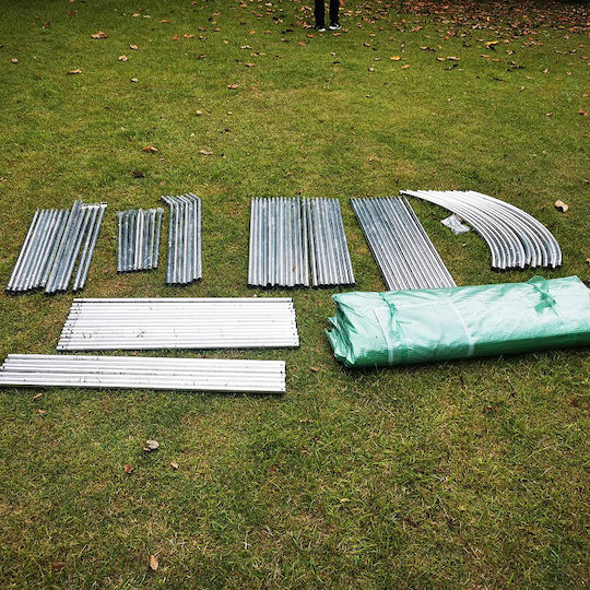 Tunnel 18m2 6x3m UV Aluminum Sheet Greenhouse 140g Galvanized 12 Windows