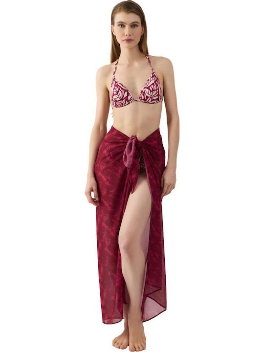 Minerva Beachwear Pareo Scarf Tie Dye Burgundy