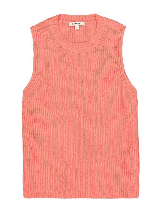 Damen Bluse Baumwolle Ärmellos Koralle