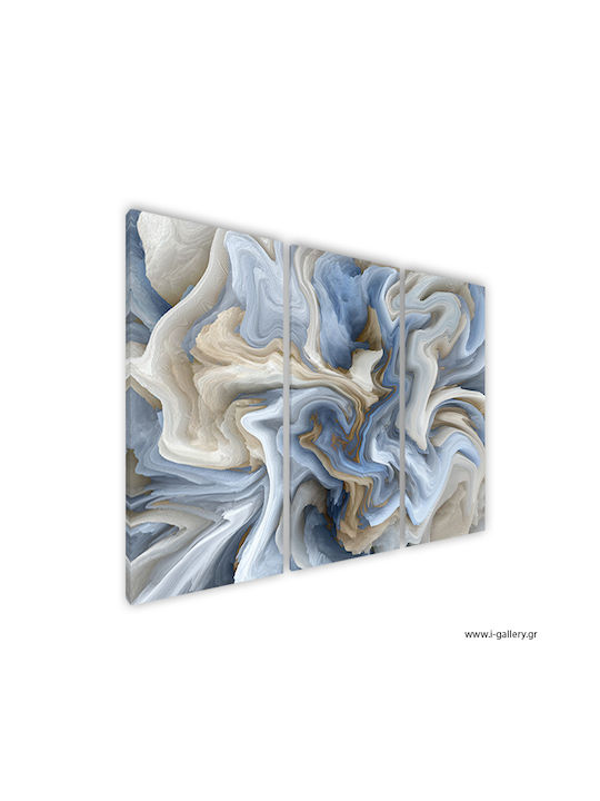 Πίνακας Καμβά Blue Waves Τρίπτυχος Τρίπτυχο 60x40 Cm 3τμχ 20x40cm
