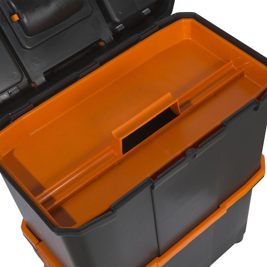 Plastic Tool Box Wheels Organizer Separable Into 2 Parts 18 Inch
