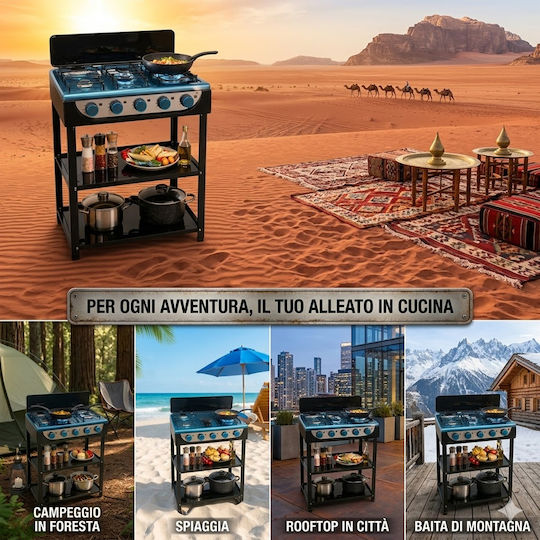 Bakaji Tragbarer Gasgrill mit 5 Grills 14.5kW