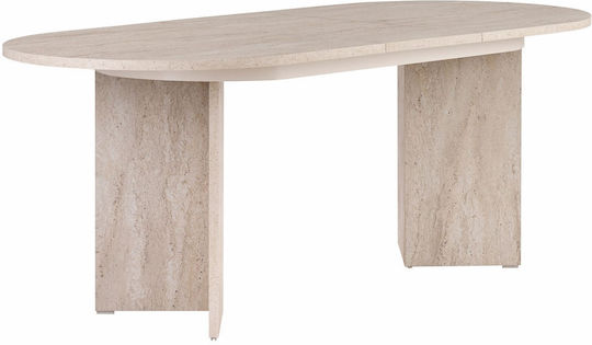 Sorell Masă Ovală Extensibilă Pentru Sala De Mese Din Lemn Bej 160(+40)x75x90cm