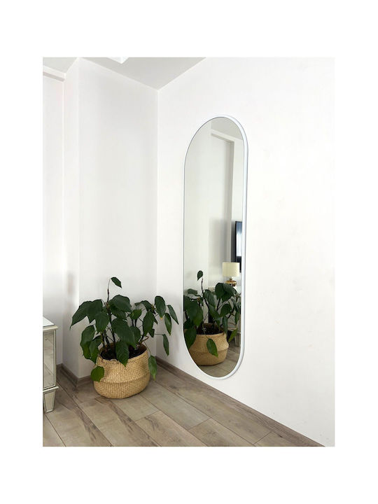 SteweHome Oval Mirror with White Metal Frame 180x60cm