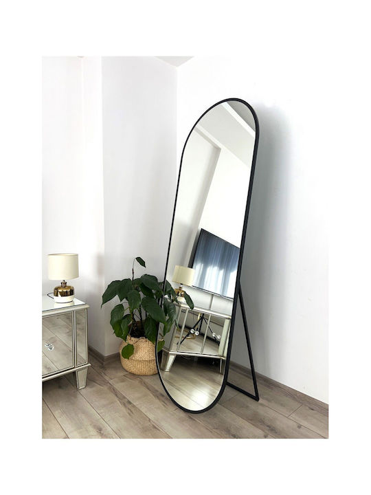 SteweHome Oval Floor Mirror with Black Metal Frame 180x60cm