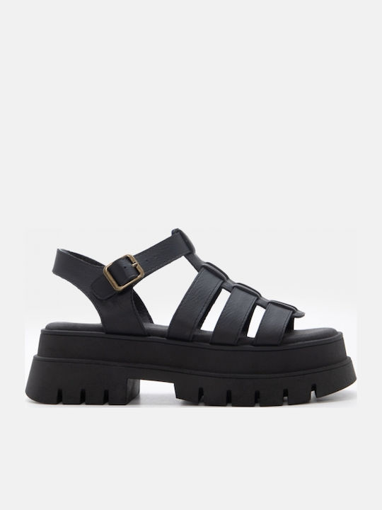 Sandale Casual Damă Flatforme Negre