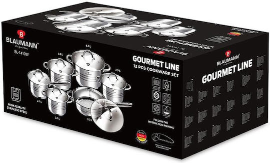 Blaumann Gourmet Line Set De Vase De Gătit Din Oțel Inoxidabil 12 Piese Blaumann Gourmet Line Set De Vase De Gătit Din Oțel Inoxidabil 12 Piese