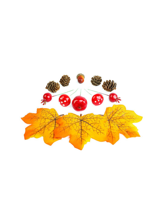 Herbstdekoration Set Laub Kiefernzapfen Kürbis 4 Designs