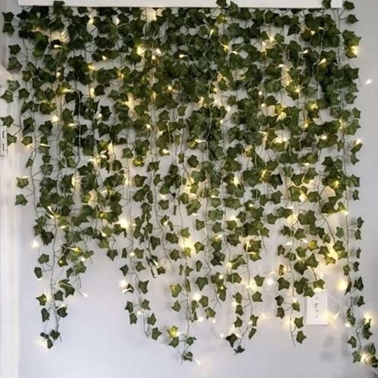 Ghirlandă Decorativă Cu Iedera Iluminată Pentru Perete Balcon Terasă Verde