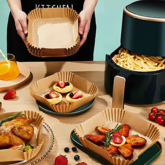Hârtii de Copt Antiaderente pentru Air Fryer 20x20cm 50 Bucăți