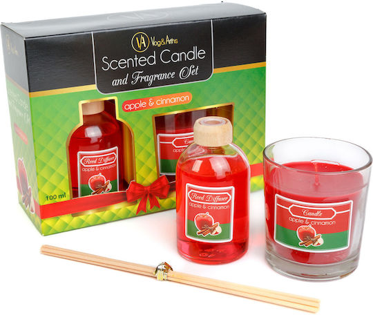 Aromatischer Kerzen Reed Diffusor Set Apfel Zimt Parfüm 120 G + 100 Ml