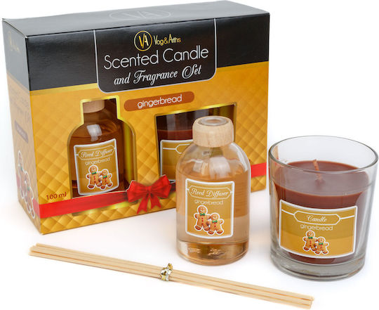 Scented Candle Reed Diffuser Set Gingerbread Scent 120 G + 100 Ml