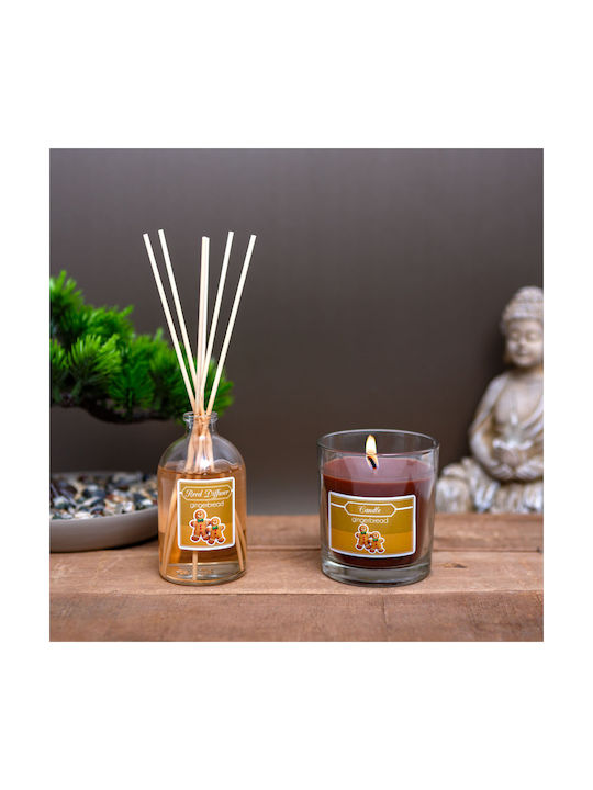 Scented Candle Reed Diffuser Set Gingerbread Scent 120 G + 100 Ml