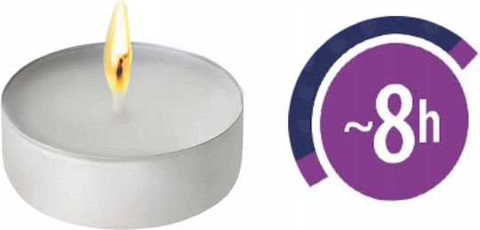 Aura Glass Lumânări Mici în Culoare Albă (până la 8 Ore de Ardere) 50 Bucăți