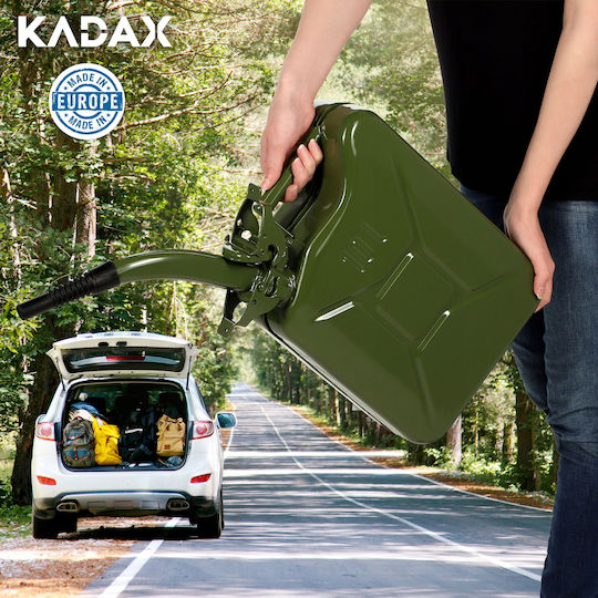 Kadax Stahl Kraftstoffkanister 5l + 31 Cm Trichter Grüne