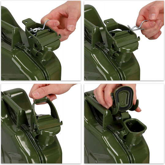 Kadax Stahl Kraftstoffkanister 5l + 31 Cm Trichter Grüne