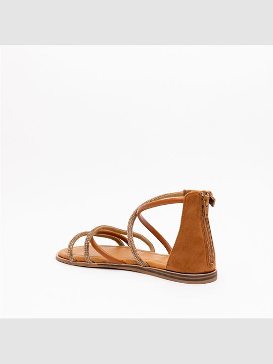 Damen Flache Sandalen Braun