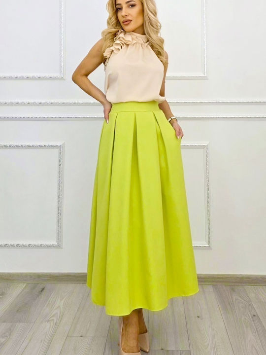 Fustă-Skorts Pentru Femei Talie Înaltă Verde Lime