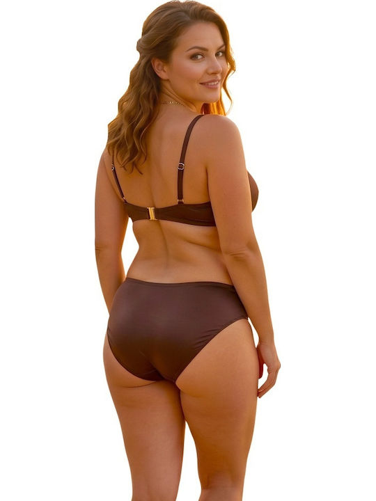 Set Bikini Hohe Taille Braun
