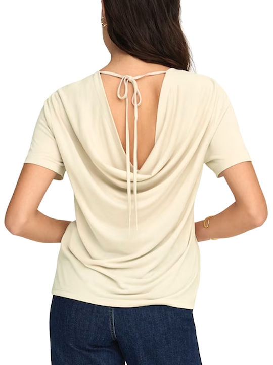 Only Women's Short Sleeve Drape Blouse Ecru Only Women's Short Sleeve Drape Blouse Ecru