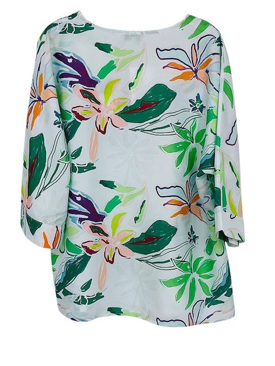 Women's Blouse with 3/4 Sleeve & V-Neckline Multicolour