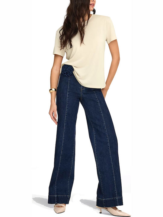 Women's Short Sleeve Drape Blouse Ecru