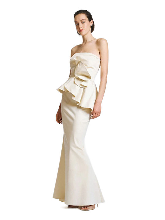 Women's Cotton Strapless Ecru Blouse
