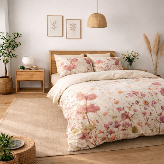 Подредба Пликове За Завивки (2 Бр) 100% Памук 150x220см Единична С Калъфка За Възглавница & 1 Чаршаф Бежов