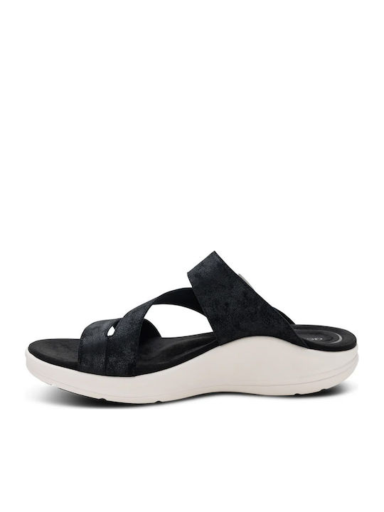 Leather Women's Anatomic Black Sandals EN2500W