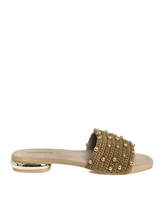 Leather Women's Flat Sandals Brown