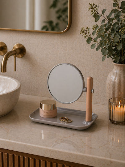 MRShome Makeup Mirror Tabletop 22.5x14cm Gray