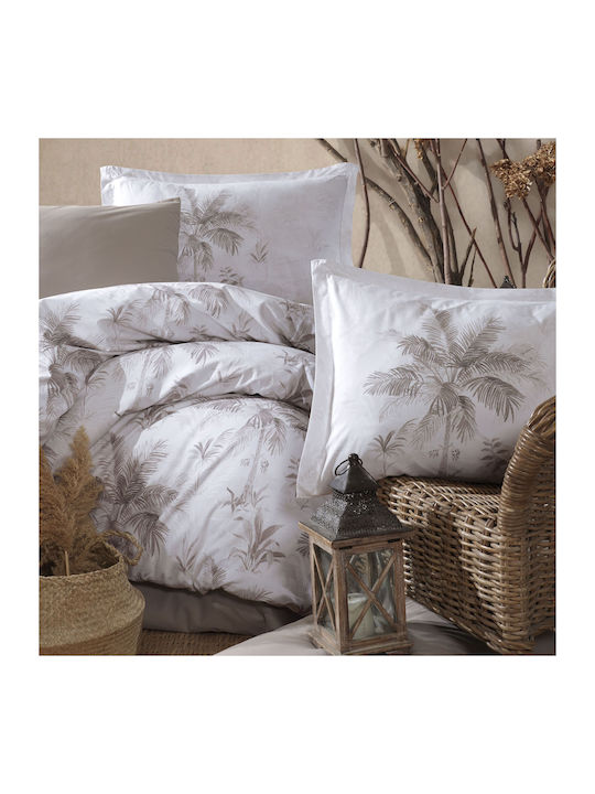 Clasy Home Подредба Пликове За Завивки 100% Памук 200x220см Двойна с 2 Калъфки За Възглавници и 1 Чаршаф Бежов