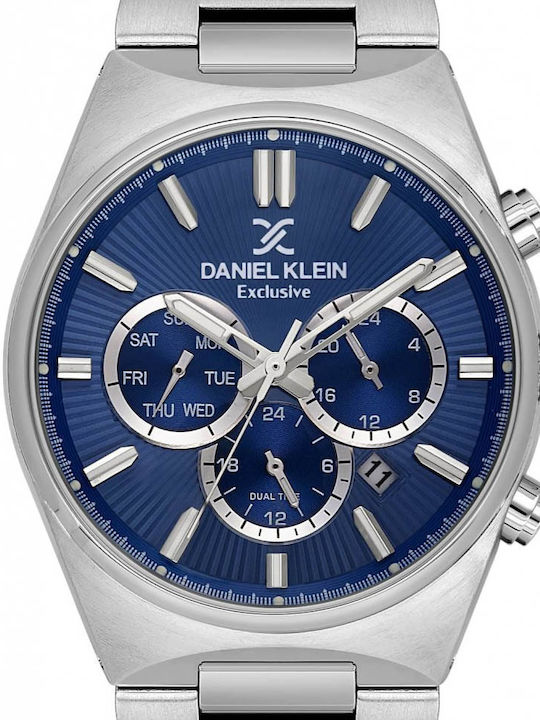 Daniel Klein Men's Battery Watch with Silver Metal Bracelet