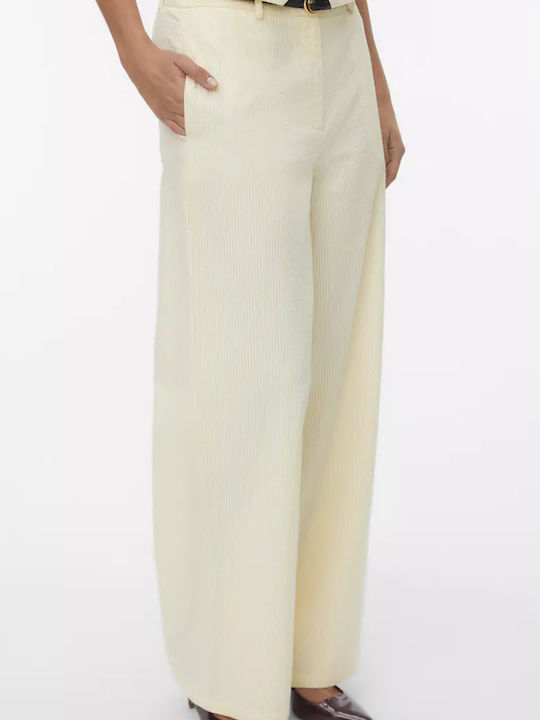 Vero Moda Pantalon Dama Din Țesătură Croială Wide Alb