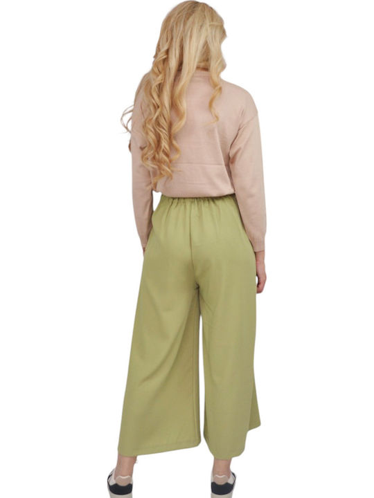 Women's High Rise Pantaloons in Loose Fit Light Green