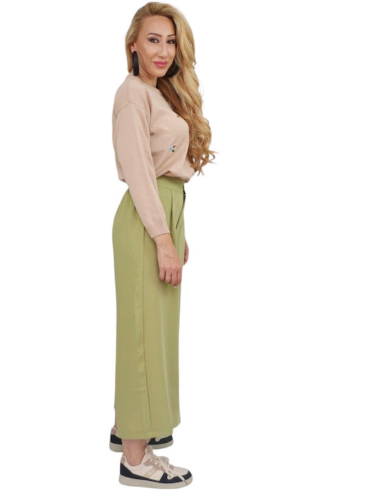Women's High Rise Pantaloons in Loose Fit Light Green
