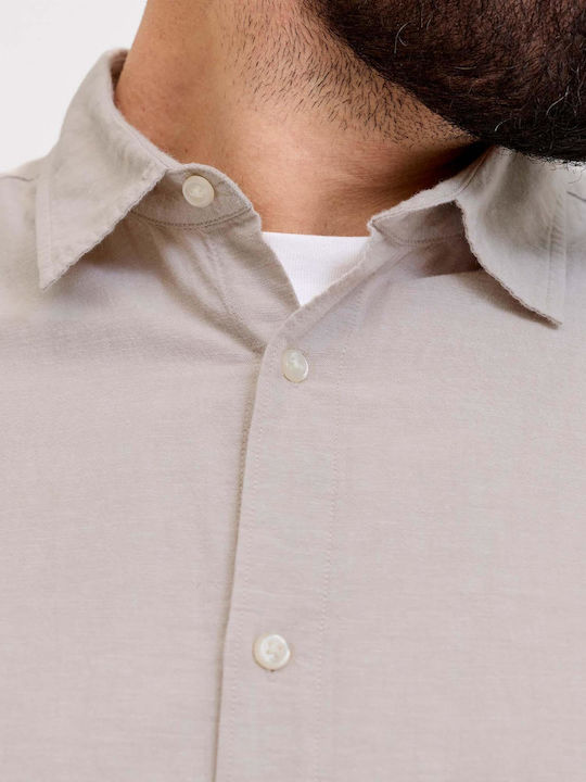 Short Sleeve Linen Shirt Beige