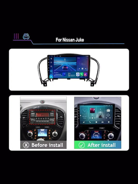 Car Audio System for Nissan Juke 2009-2020 Bluetooth USB WiFi GPS Apple CarPlay Android Auto with 9" Touch Screen