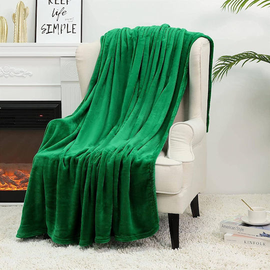 Κουβέρτα Γούνινη Μονή 150x210εκ. Green