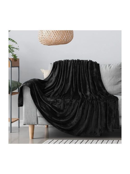 Κουβέρτα Γούνινη Μονή 150x210εκ. Black