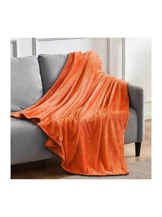 Κουβέρτα Γούνινη Μονή 150x210εκ. Orange