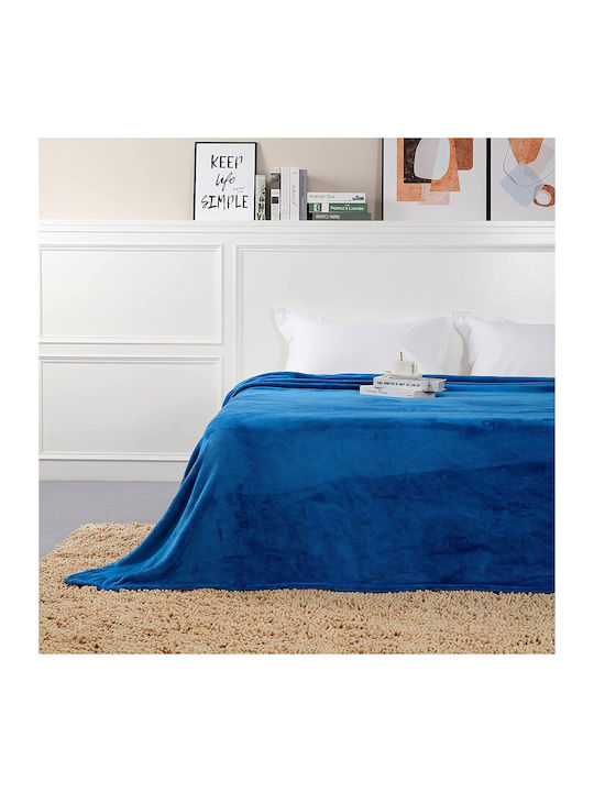 Κουβέρτα Γούνινη Μονή 150x210εκ. Blue