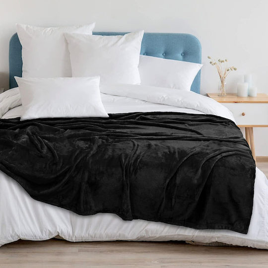 Furry Single Blanket 150x210cm Black