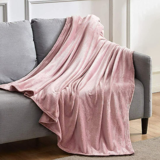 Furry Double Blanket 200x210cm Dusty Rose