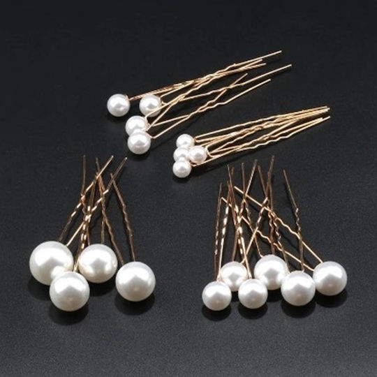 Set 7 Pearl Hairpins Bride Gold