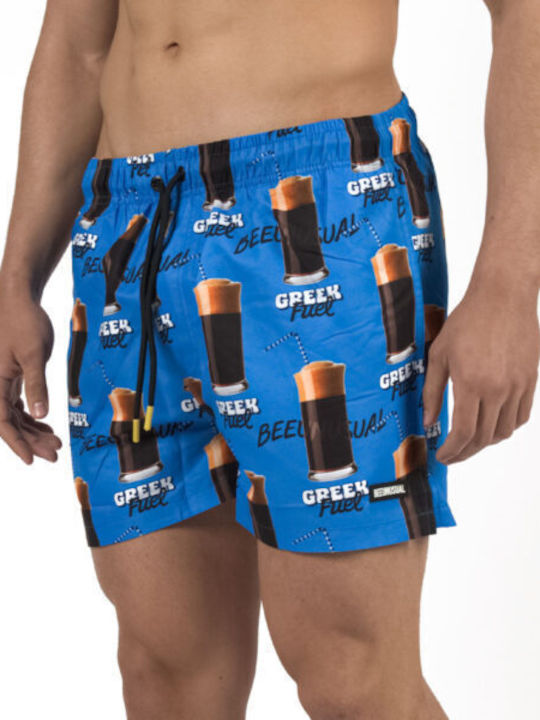 Greek Fuel Men's Swimwear Shorts Super Sonic Blue with Prints