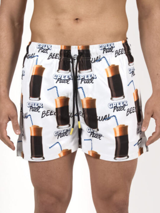 Greek Fuel Men's Swimwear Shorts White with Prints