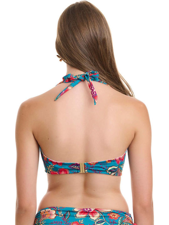 Cup Strapless Bikini Top D Cup Floral Blue