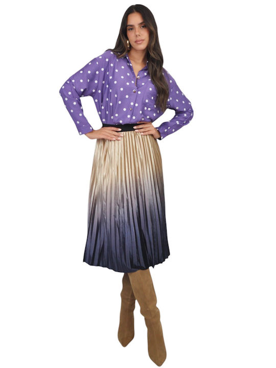 Pleated Midi Skirt Gold