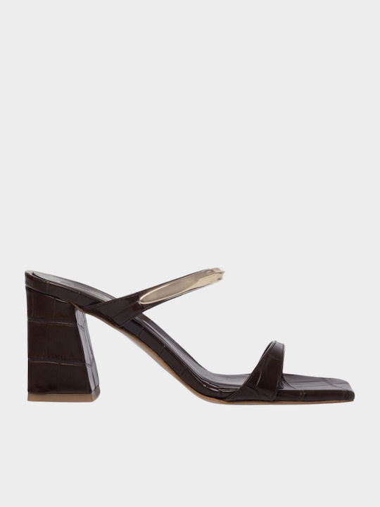 Mules with Heel in Brown Colour